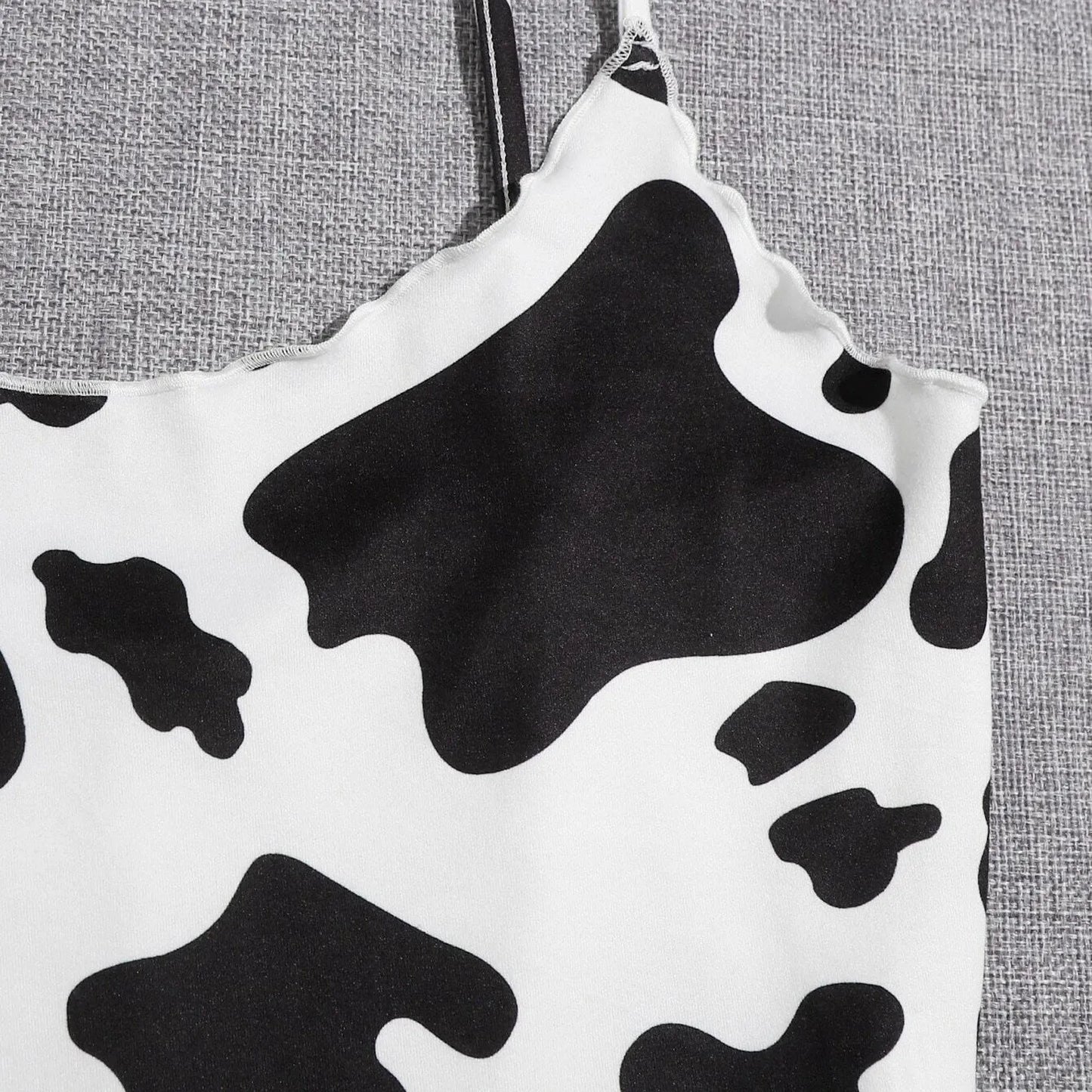 Vintage Cow Print Sleeveless Tank Top