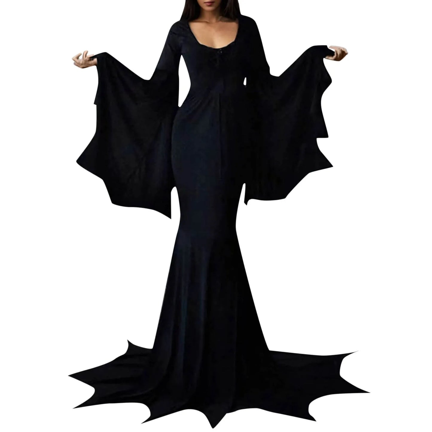 Morticia Addams Train Floor Dress