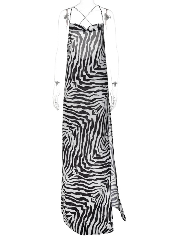 Zebra Side Split Summer Sundress