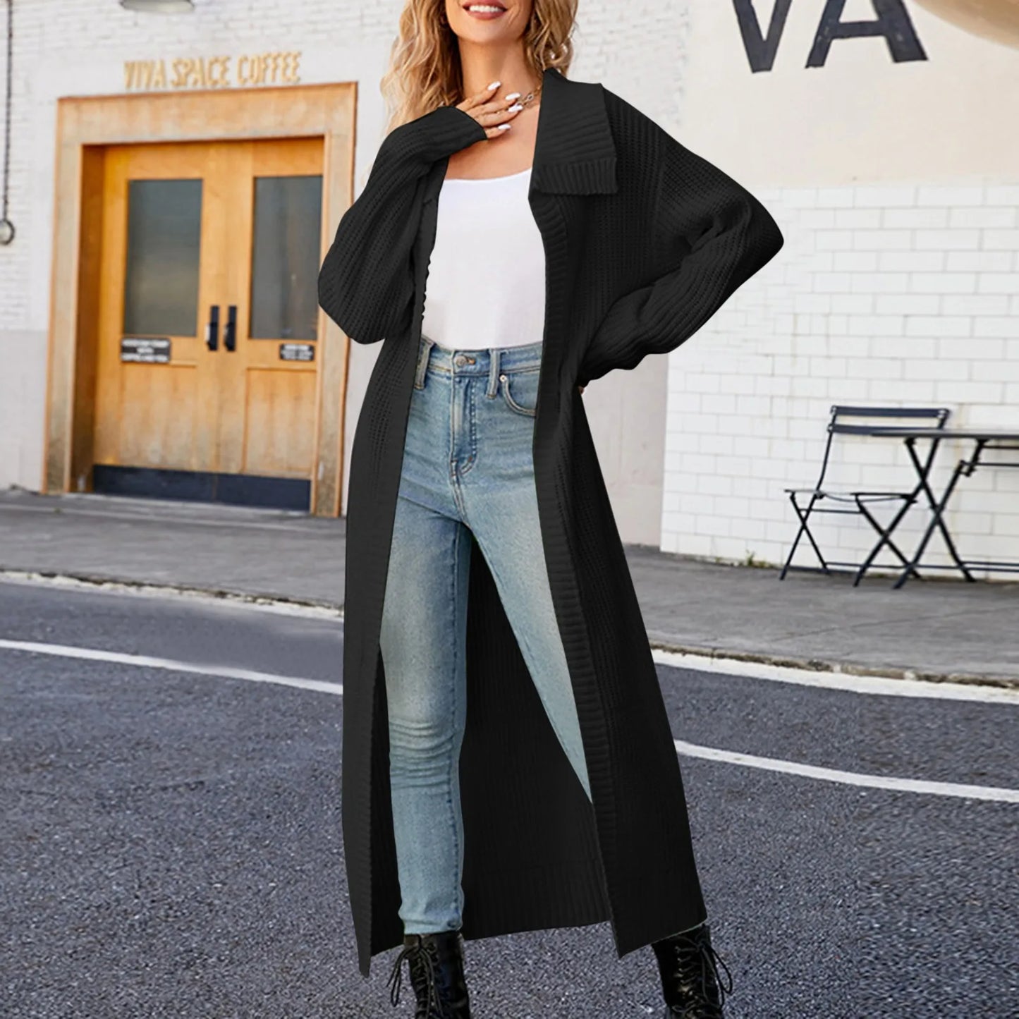 Long Lapel Oversized Cardigan