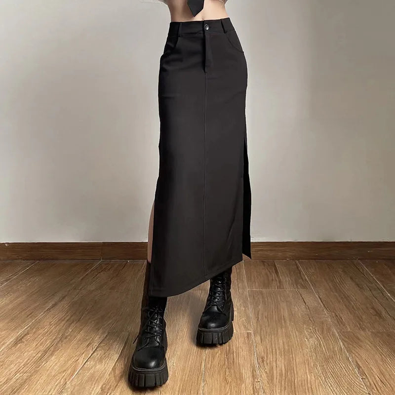 Gothic Trumpet Midi Skirt