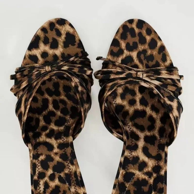 Bow Tie Leopard Mules