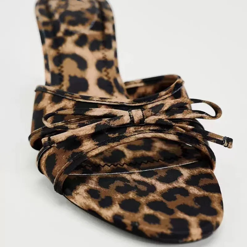 Bow Tie Leopard Mules