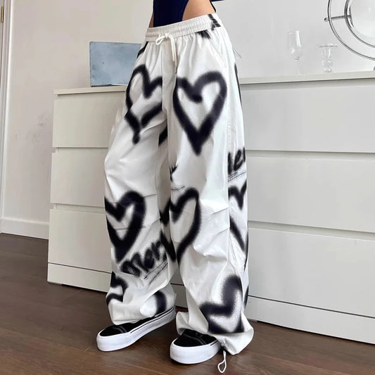 Y2K Love Graffiti Wide Leg Streetwear Pants