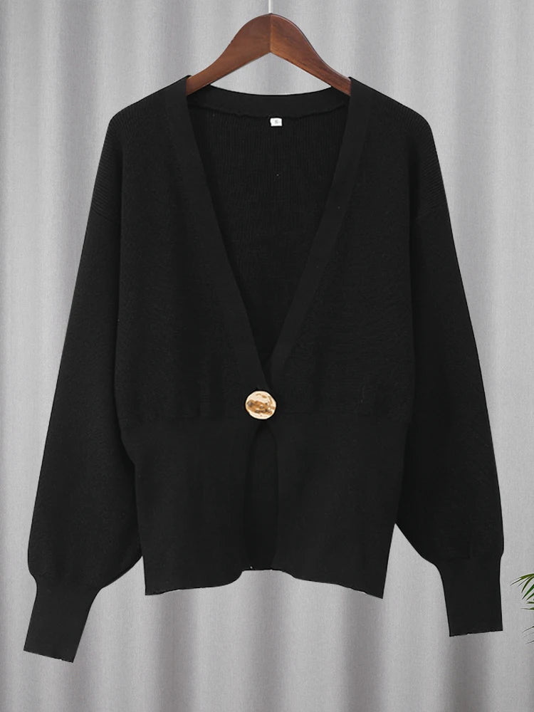 Golden Ties Deep V Neck Cardigan