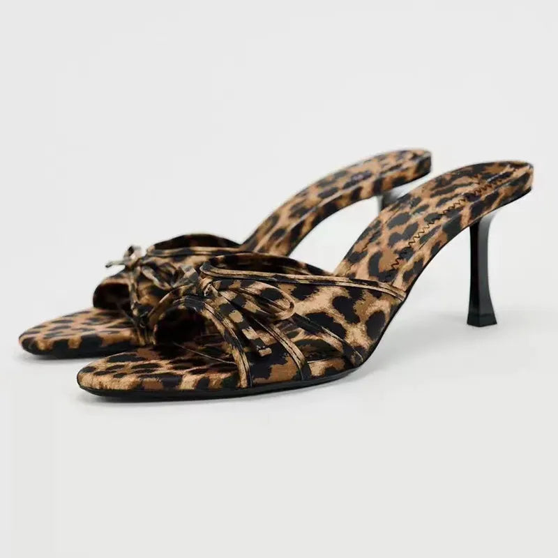 Bow Tie Leopard Mules