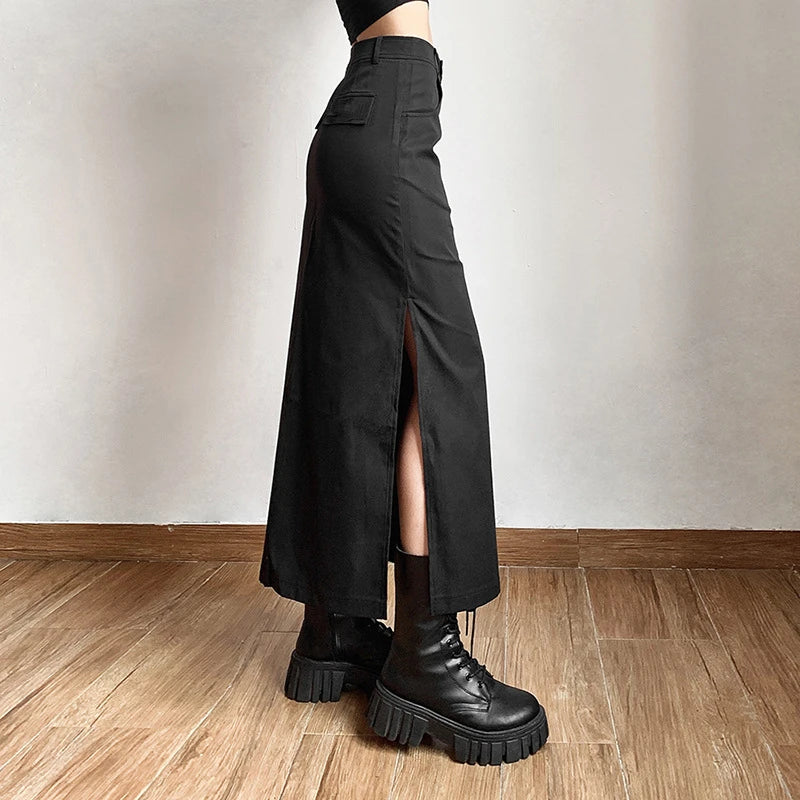 Gothic Trumpet Midi Skirt