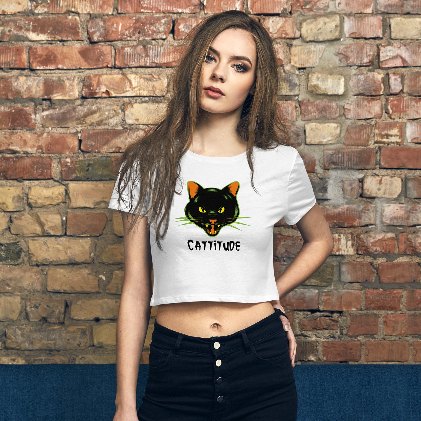 Cattitude Women's Cropped Tee